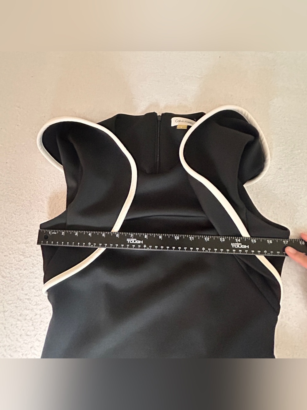 Calvin Klein Dress Womens 8 Black Flutter Sleeve Ruffle Sheath Work Party - Picture 4 of 11